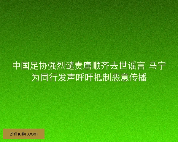 中国足协强烈谴责唐顺齐去世谣言 马宁为同行发声呼吁抵制恶意传播 中国足协强烈谴责唐顺齐去世谣言 马宁为同行发声呼吁抵制恶意传播