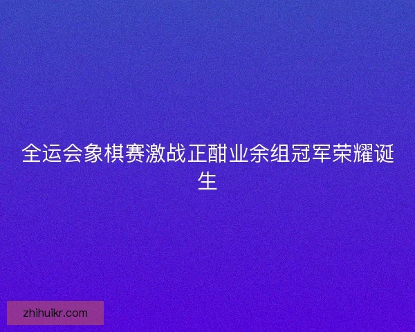 全运会象棋赛激战正酣业余组冠军荣耀诞生 全运会象棋赛激战正酣业余组冠军荣耀诞生